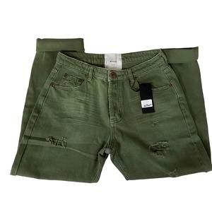 New One Teaspoon  Messed Up Saints Boyfriend sz 25  Green Jeans